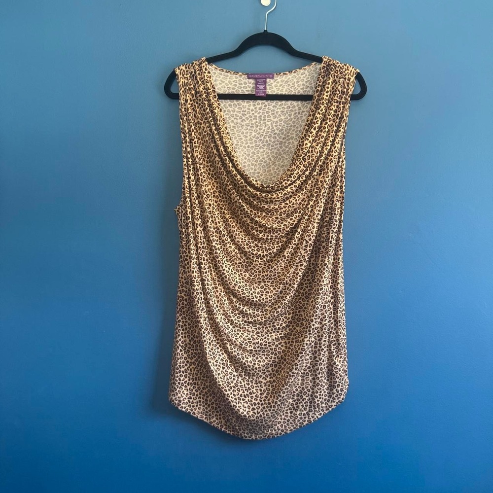 Y2K Cheetah Print Tank Top Women's Plus Size 20-22 Cowl Neck Beverly Drive